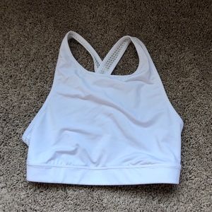 High Neck White Sports Bra